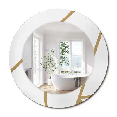 Oglindă rotundă decorativă de perete cu compoziție liniară