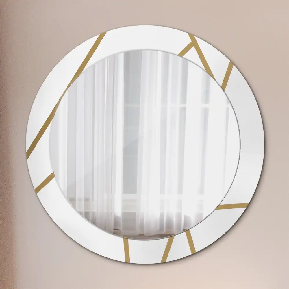 Oglindă rotundă decorativă de perete cu compoziție liniară