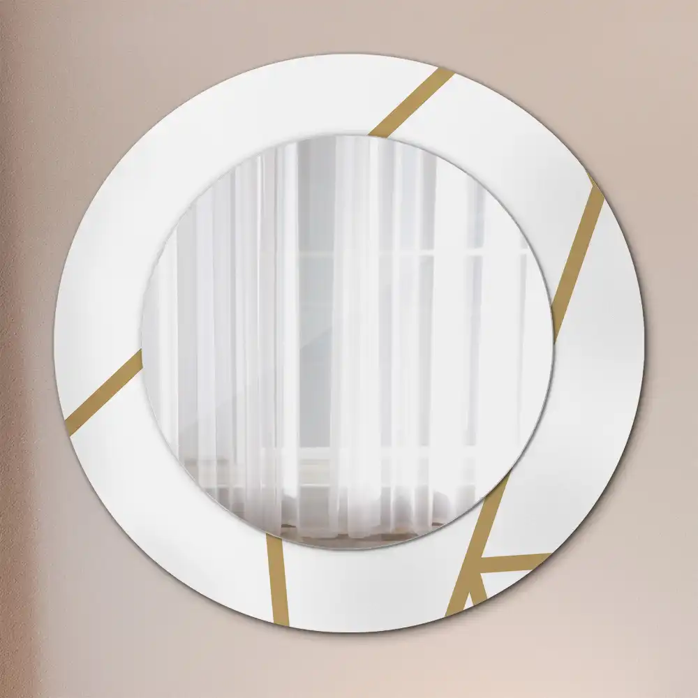 Oglindă rotundă decorativă de perete cu compoziție liniară