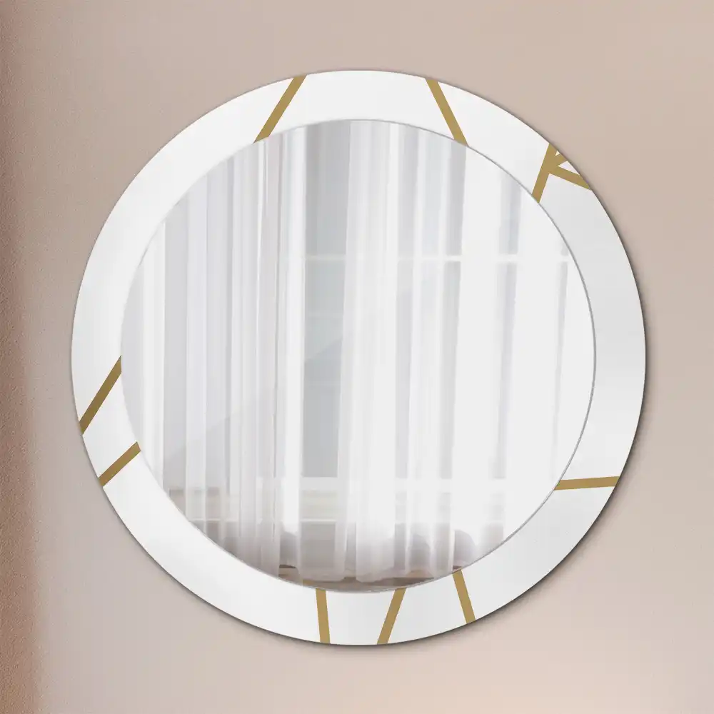 Oglindă rotundă decorativă de perete cu compoziție liniară