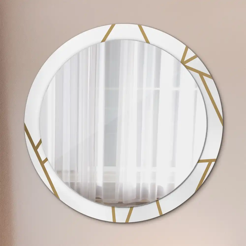 Oglindă rotundă decorativă de perete cu compoziție liniară