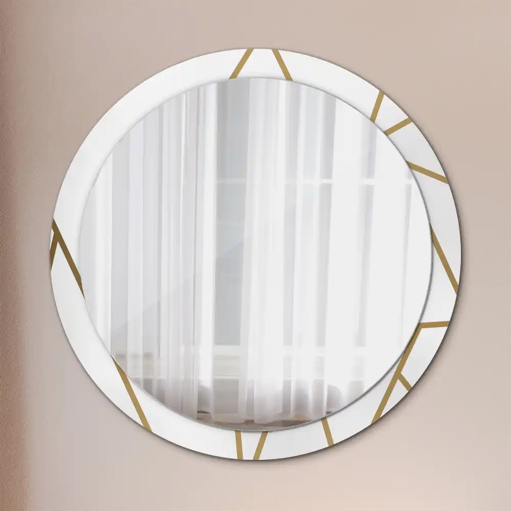 Oglindă rotundă decorativă de perete cu compoziție liniară