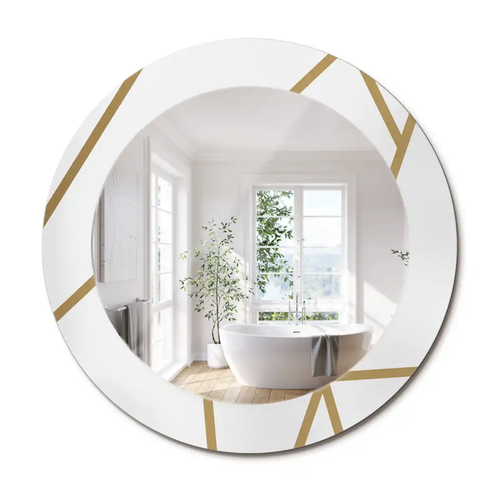 Oglindă rotundă decorativă de perete cu compoziție liniară
