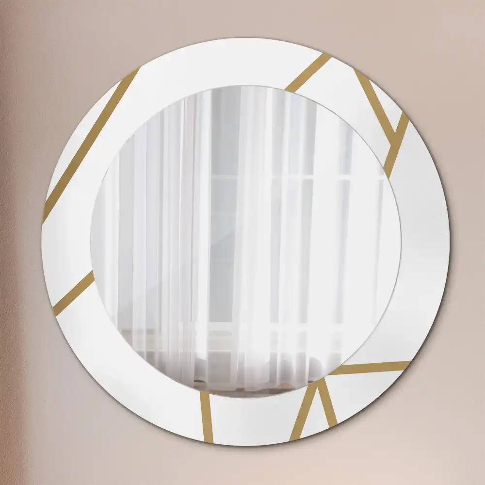 Oglindă rotundă decorativă de perete cu compoziție liniară