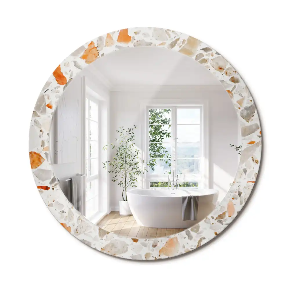 Oglindă rotundă cu imprimeu stil terrazzo