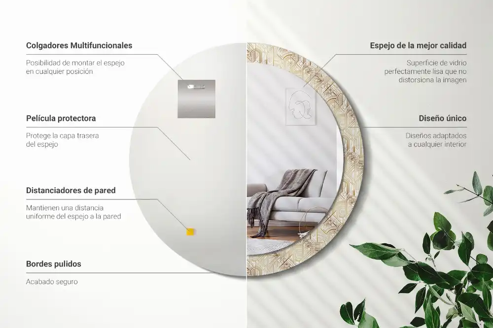 Oglindă decorativă rotundă cu design Art Deco