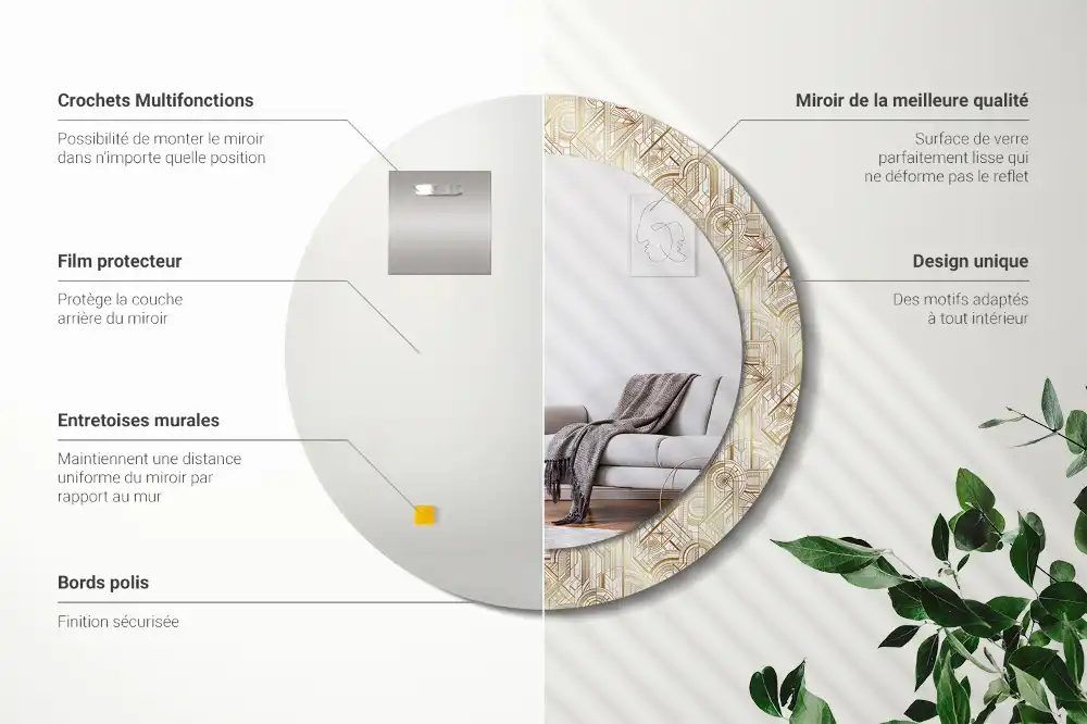Oglindă decorativă rotundă cu design Art Deco