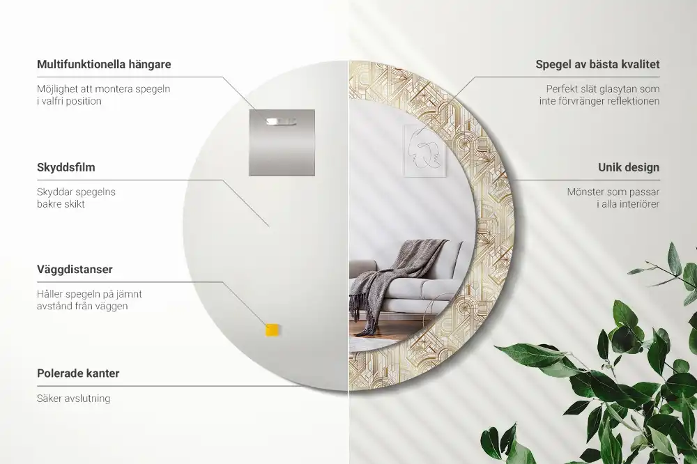 Oglindă decorativă rotundă cu design Art Deco