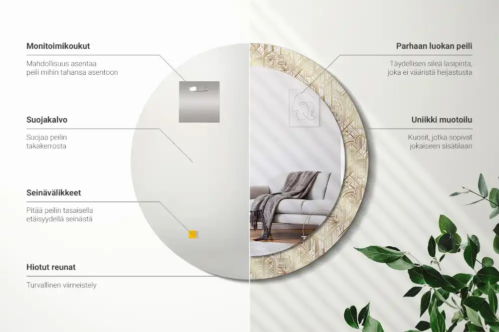 Oglindă decorativă rotundă cu design Art Deco
