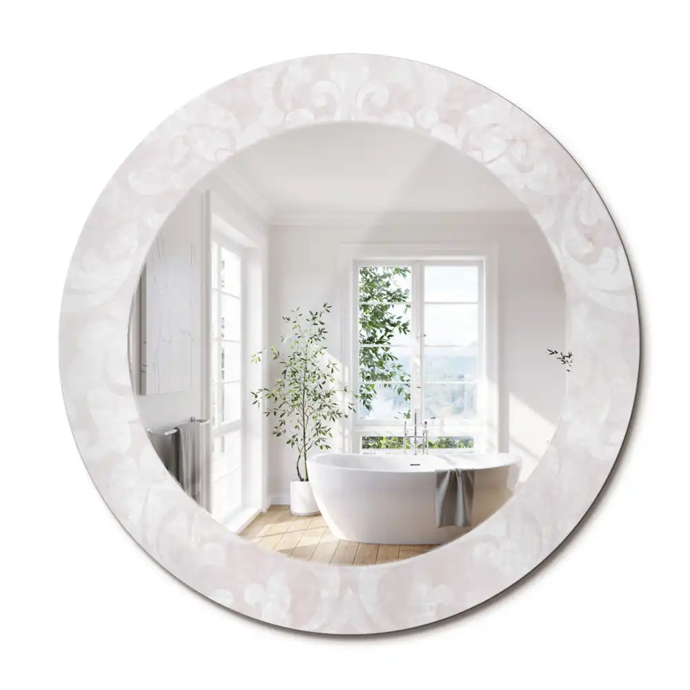 Oglindă rotundă cu imprimeu textură rococo