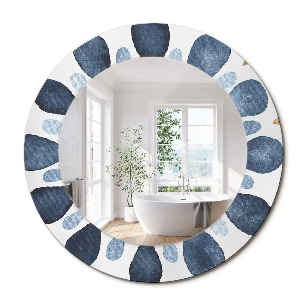 Oglindă rotundă cu ramă imprimată cu model mandala și lună