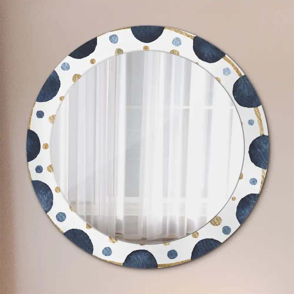 Oglindă rotundă cu ramă imprimată cu model mandala și lună
