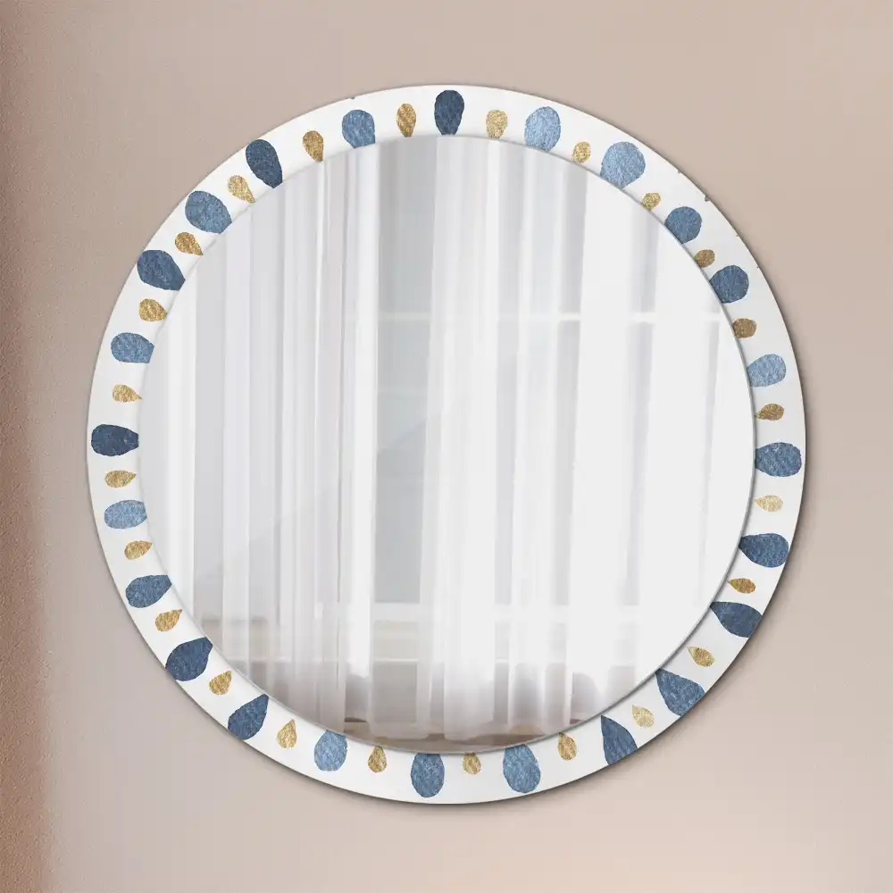 Oglindă rotundă cu ramă imprimată cu model mandala și lună