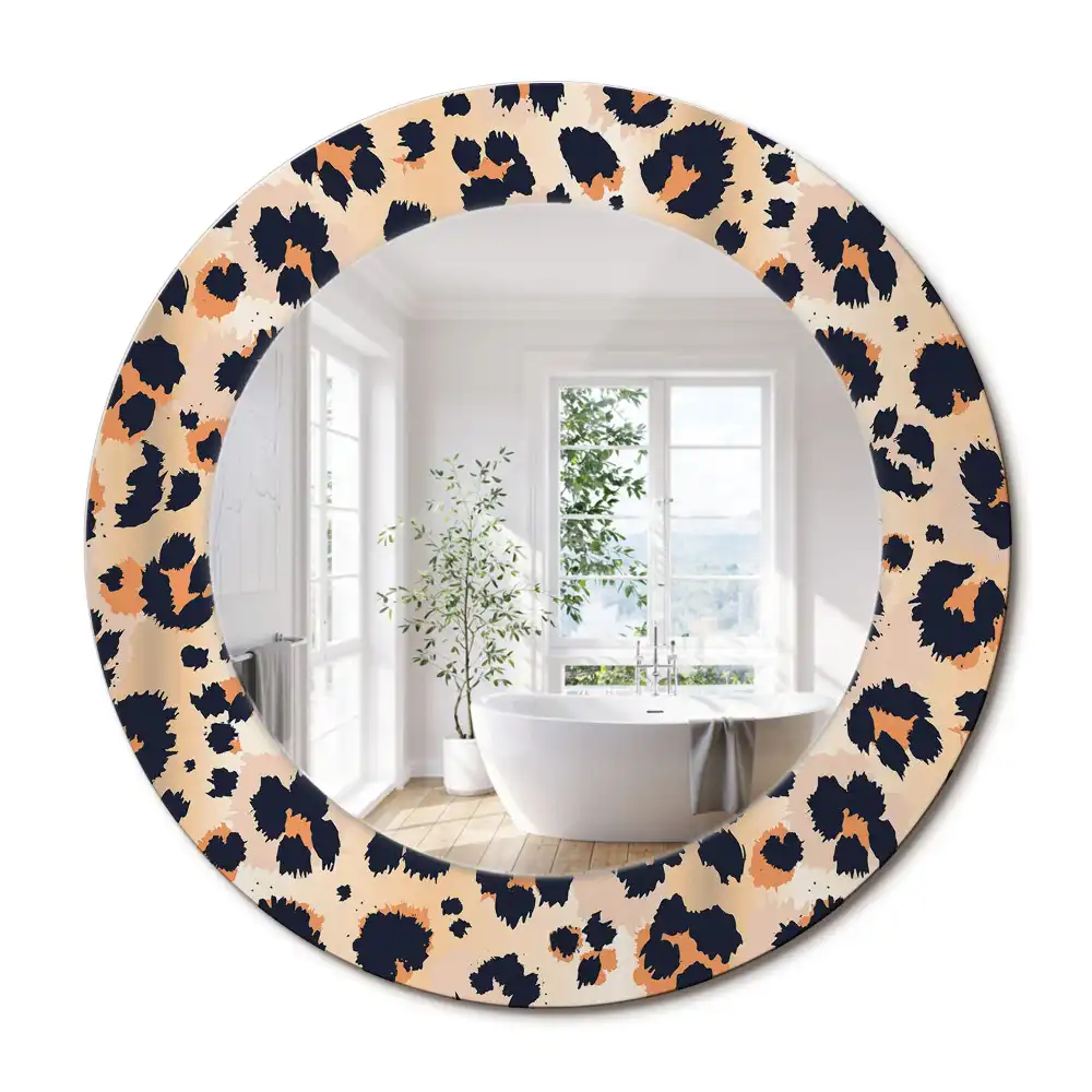 Oglindă decorativă rotundă cu model de leopard