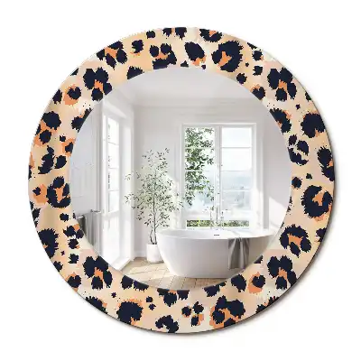 Oglindă decorativă rotundă cu model de leopard