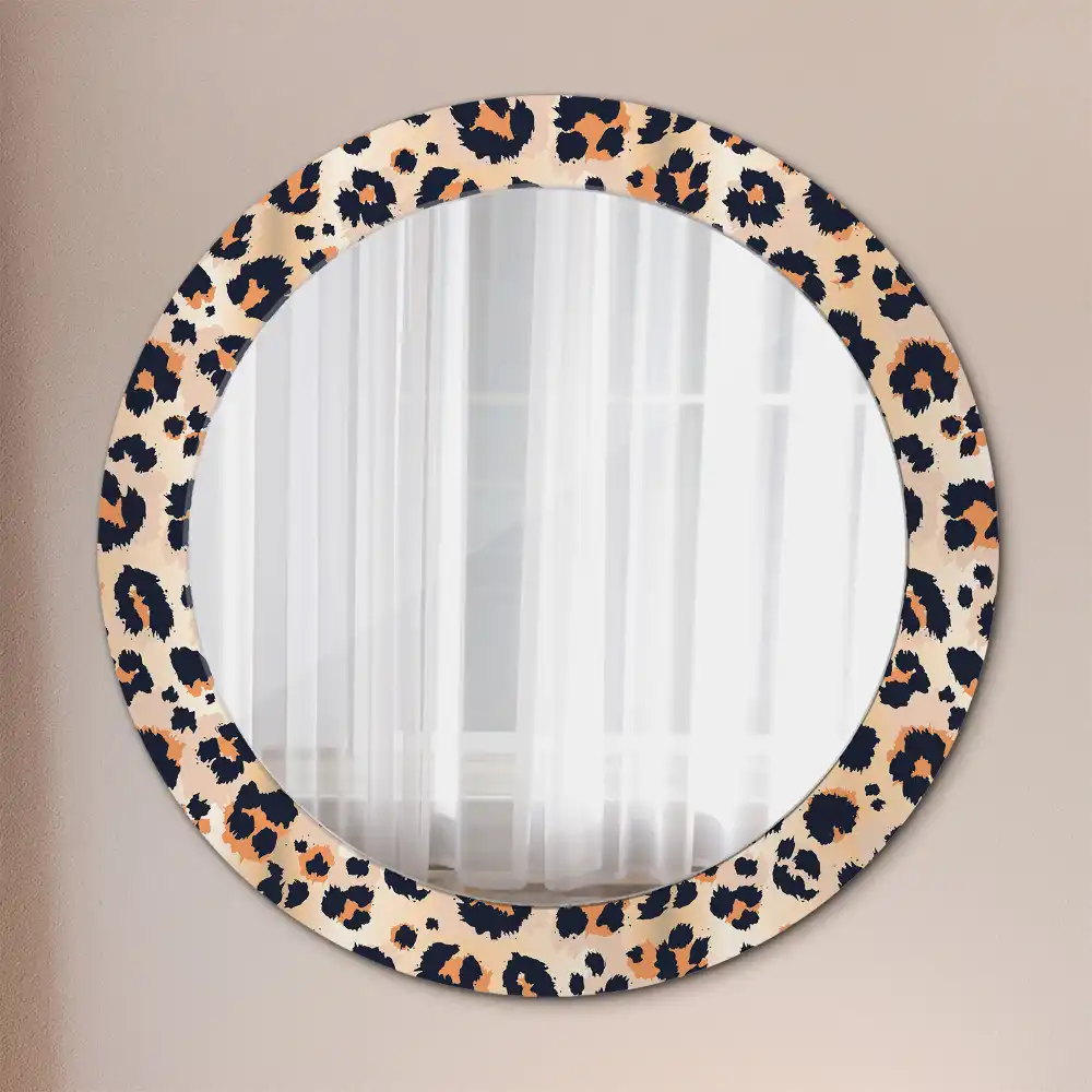 Oglindă decorativă rotundă cu model de leopard