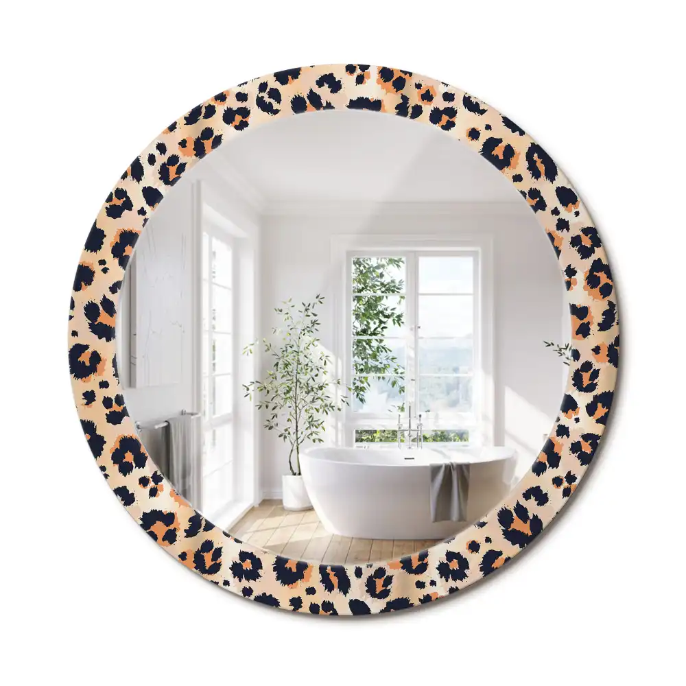 Oglindă decorativă rotundă cu model de leopard