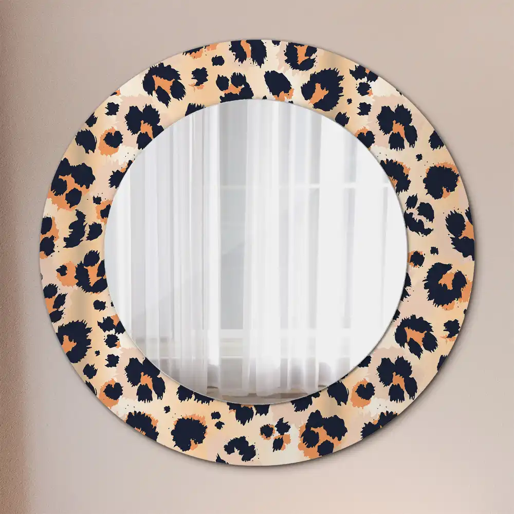 Oglindă decorativă rotundă cu model de leopard