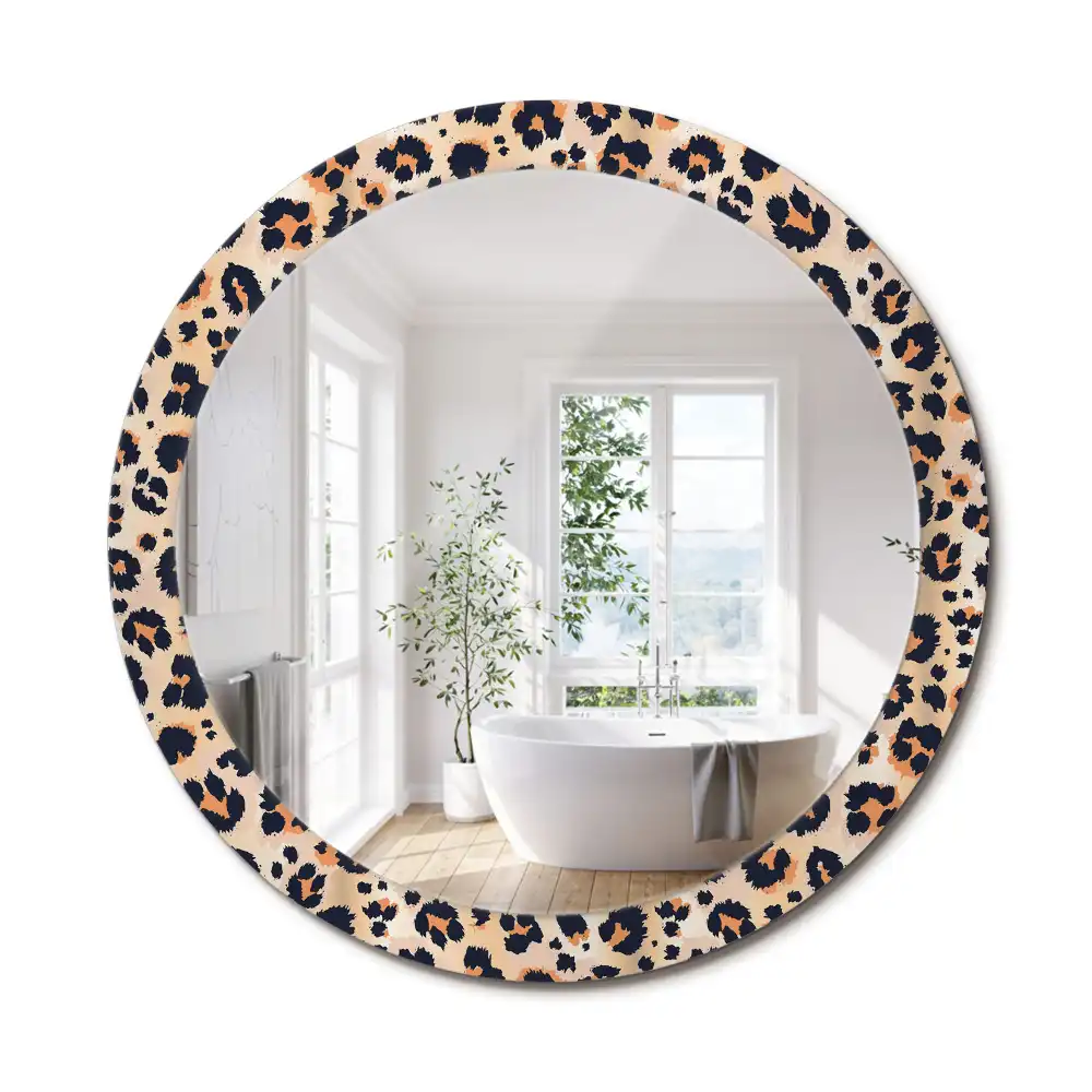 Oglindă decorativă rotundă cu model de leopard