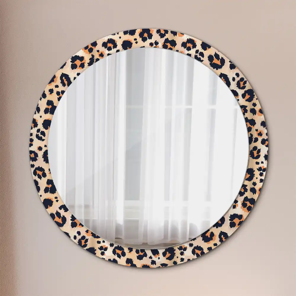 Oglindă decorativă rotundă cu model de leopard