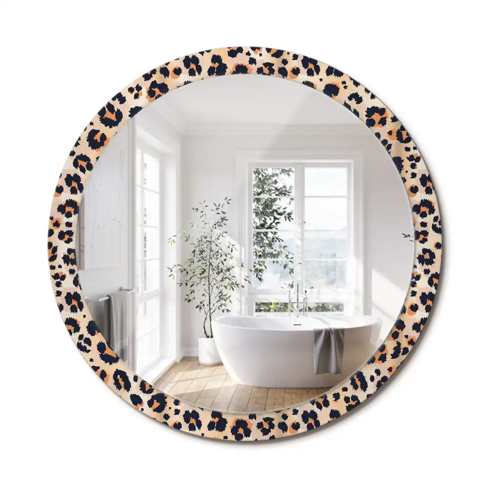 Oglindă decorativă rotundă cu model de leopard