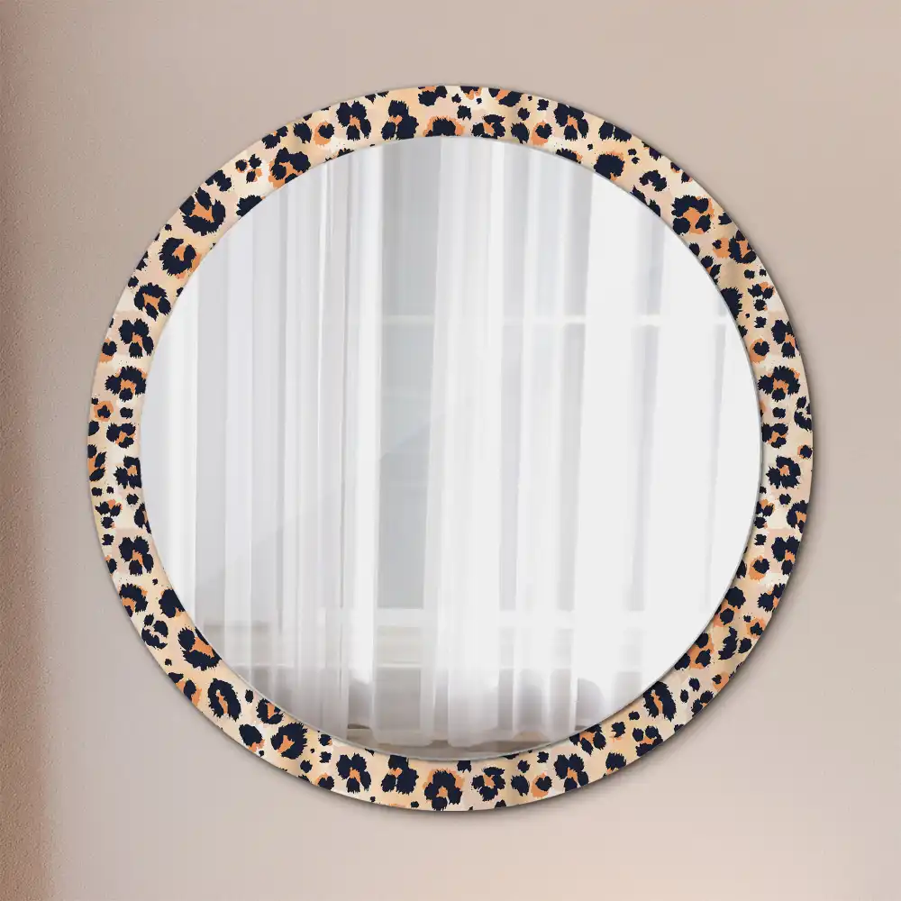 Oglindă decorativă rotundă cu model de leopard