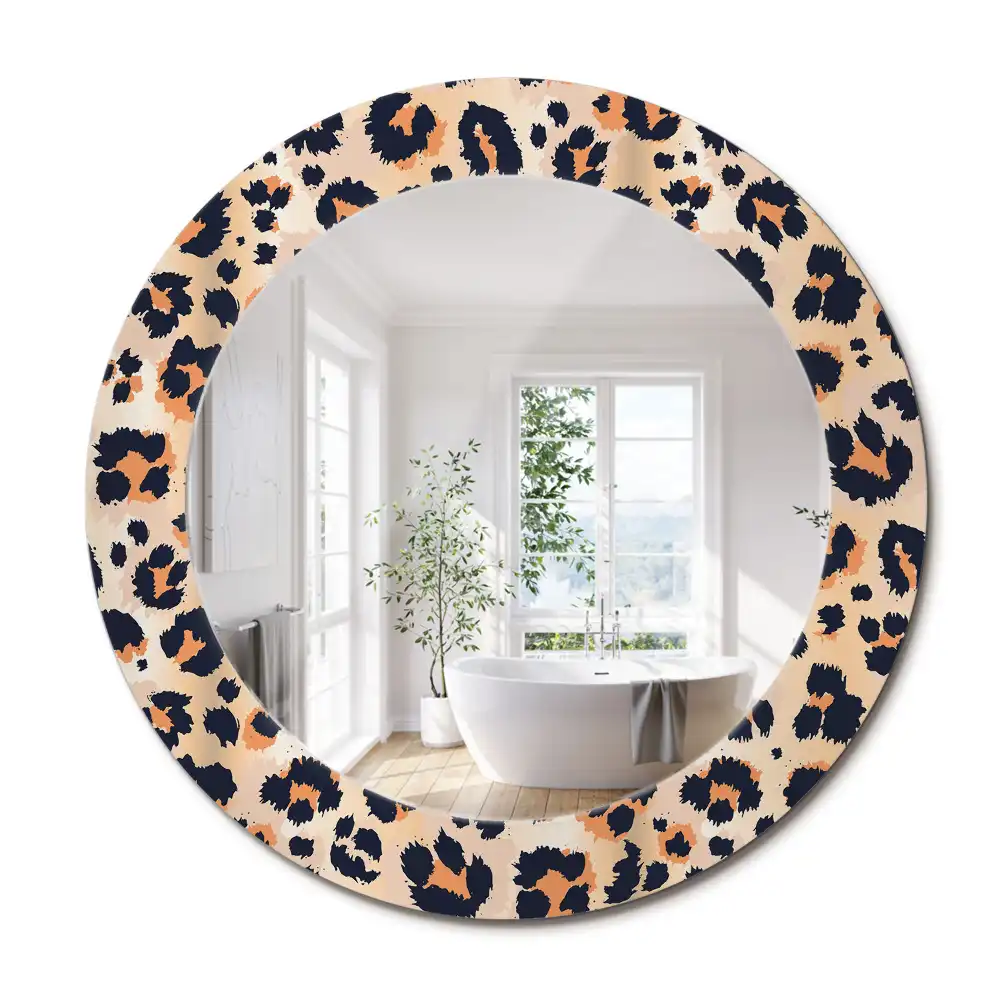 Oglindă decorativă rotundă cu model de leopard
