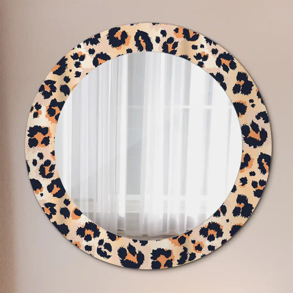 Oglindă decorativă rotundă cu model de leopard