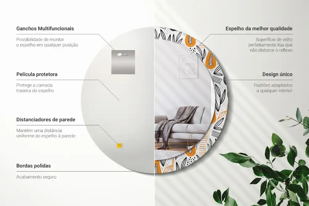 Oglindă rotundă decorativă de perete Papaya