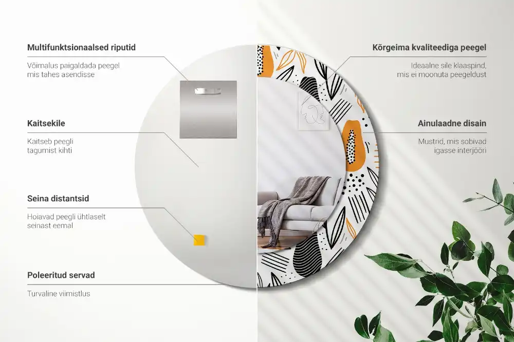 Oglindă rotundă decorativă de perete Papaya