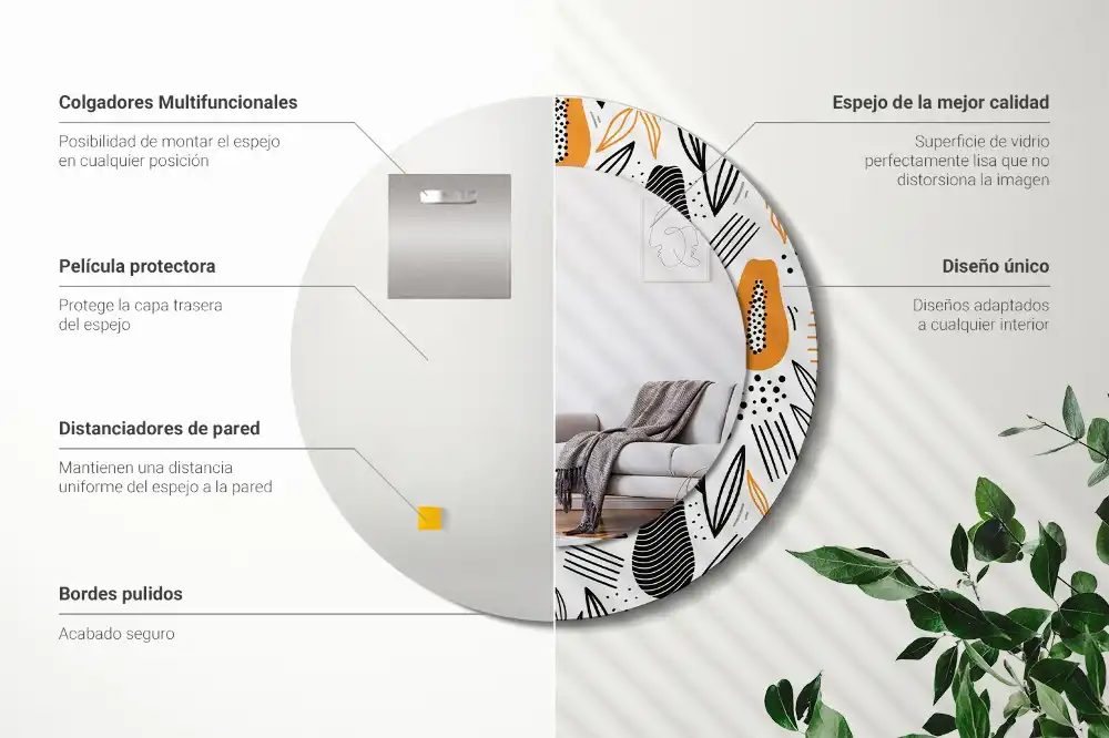 Oglindă rotundă decorativă de perete Papaya