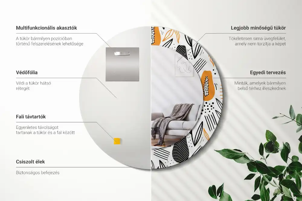 Oglindă rotundă decorativă de perete Papaya