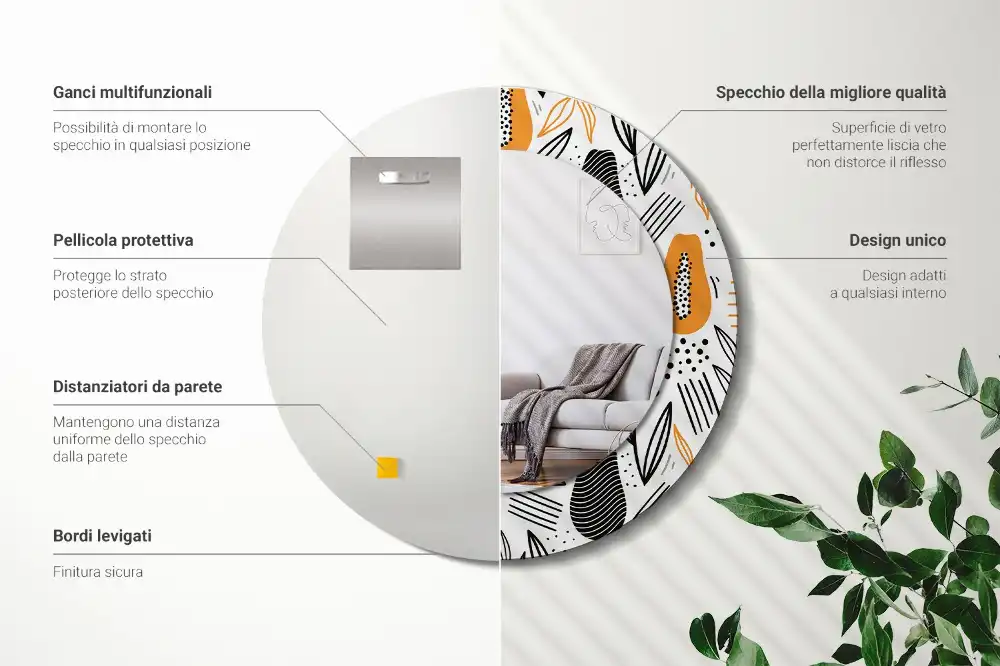 Oglindă rotundă decorativă de perete Papaya