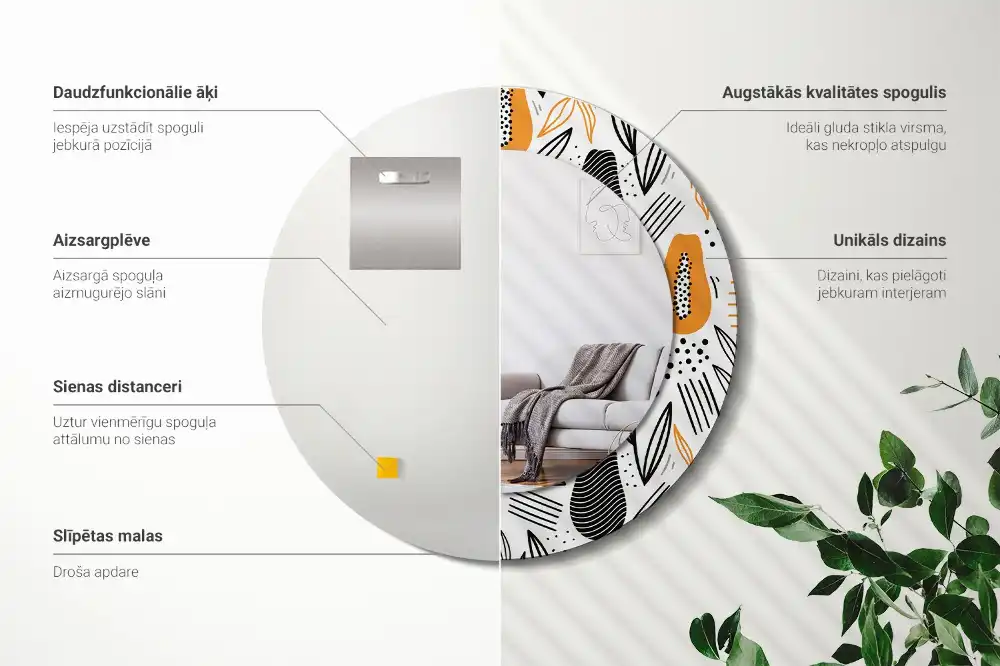 Oglindă rotundă decorativă de perete Papaya