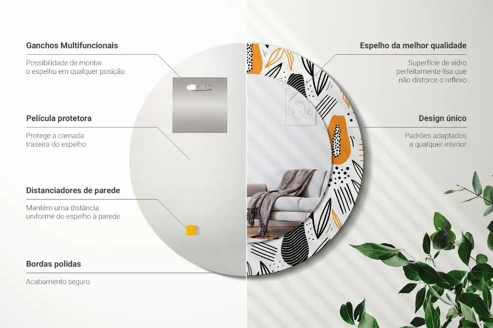Oglindă rotundă decorativă de perete Papaya