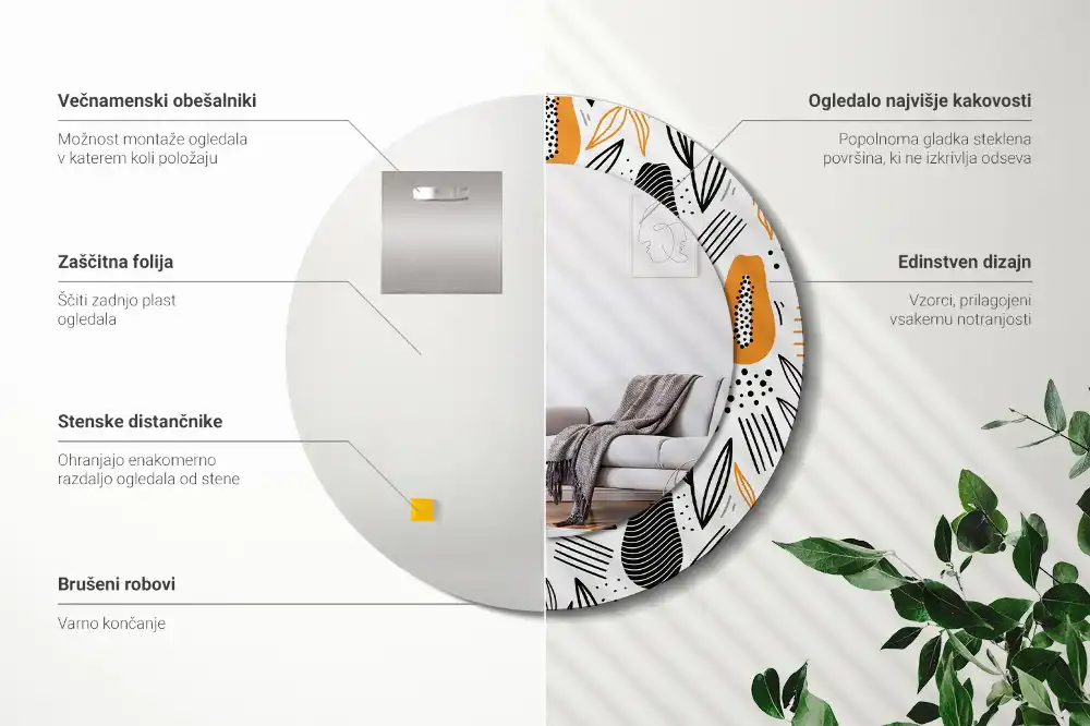 Oglindă rotundă decorativă de perete Papaya