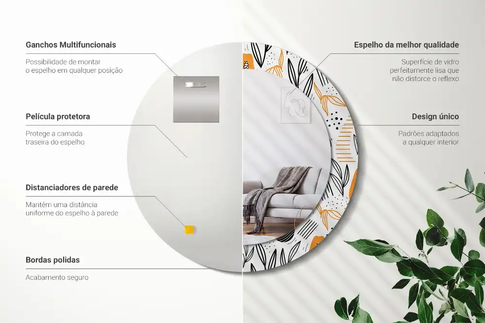 Oglindă rotundă decorativă de perete Papaya