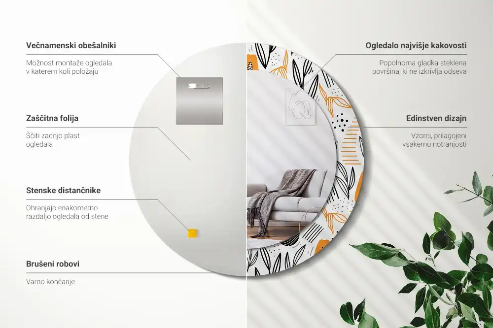 Oglindă rotundă decorativă de perete Papaya