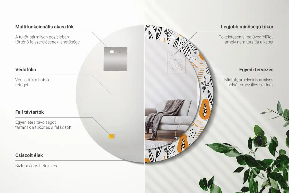 Oglindă rotundă decorativă de perete Papaya