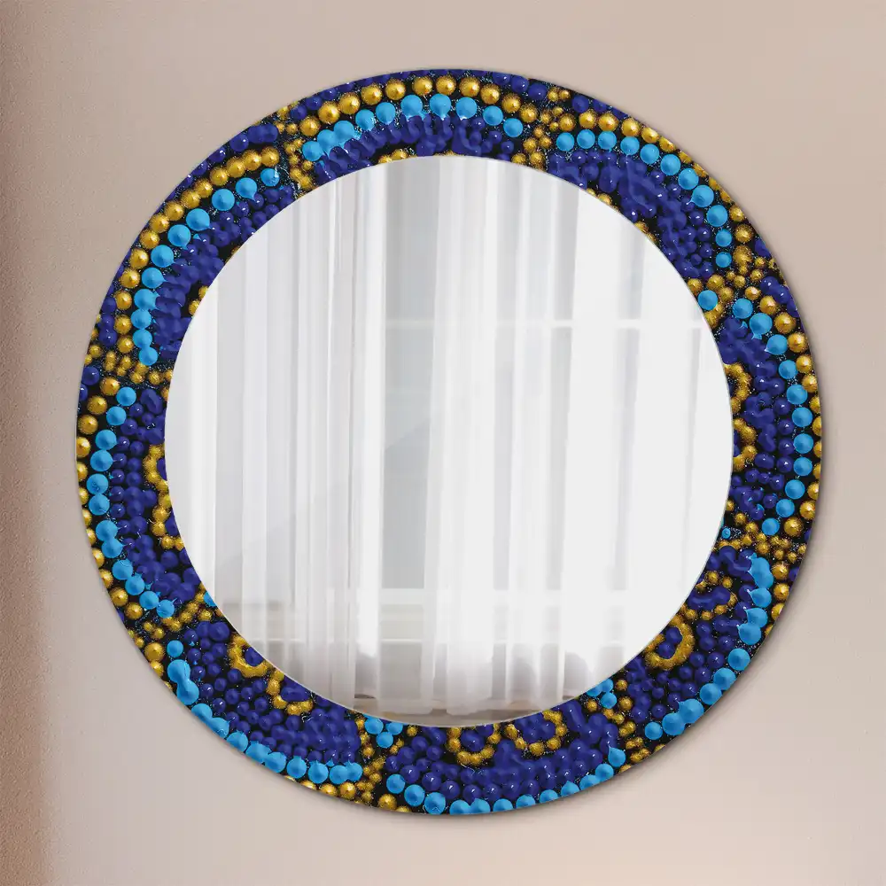 Oglindă rotundă cu ramă imprimată model carnaval