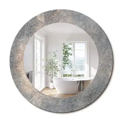 Oglindă rotundă decorativă cu ramă din beton aspect vintage