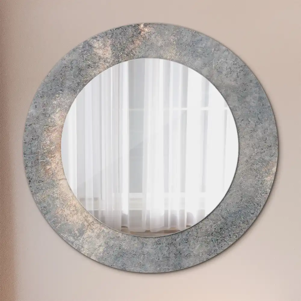 Oglindă rotundă decorativă cu ramă din beton aspect vintage
