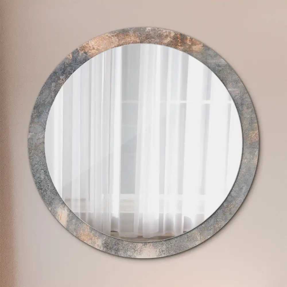 Oglindă rotundă decorativă cu ramă din beton aspect vintage