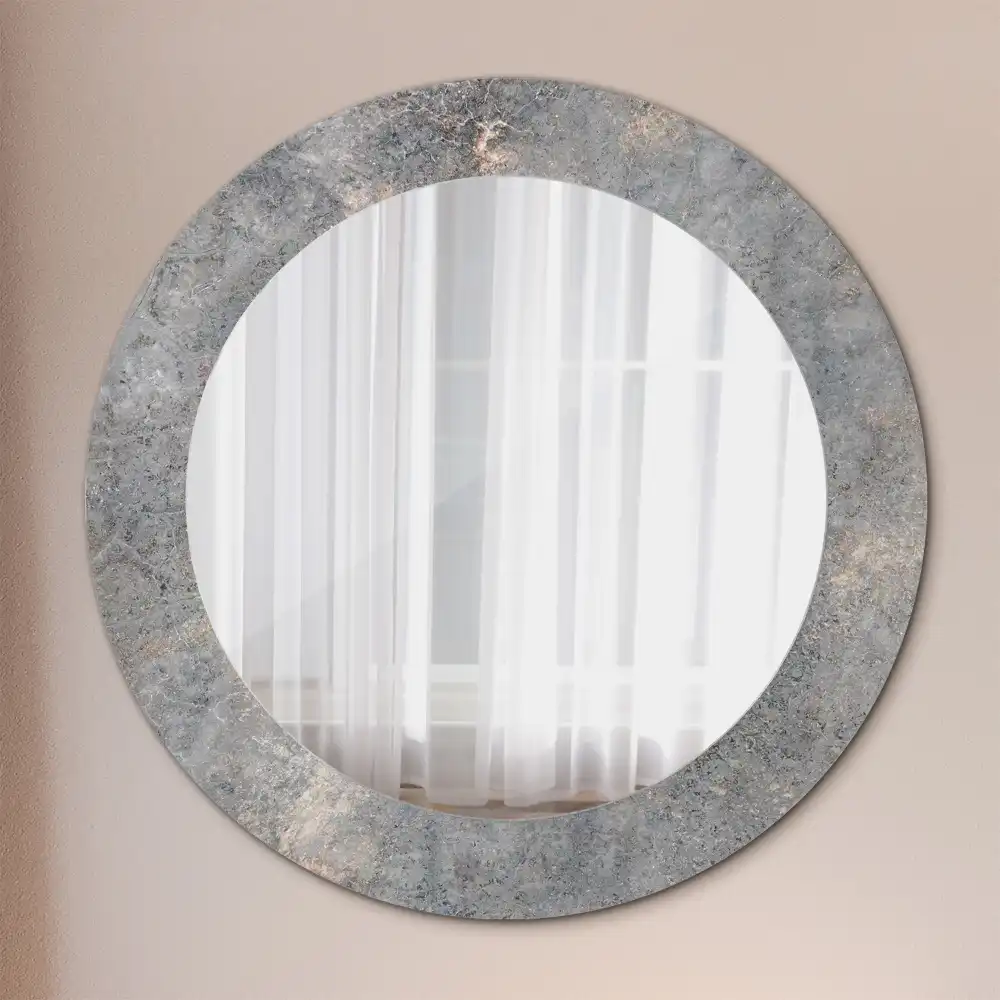 Oglindă rotundă decorativă cu ramă din beton aspect vintage
