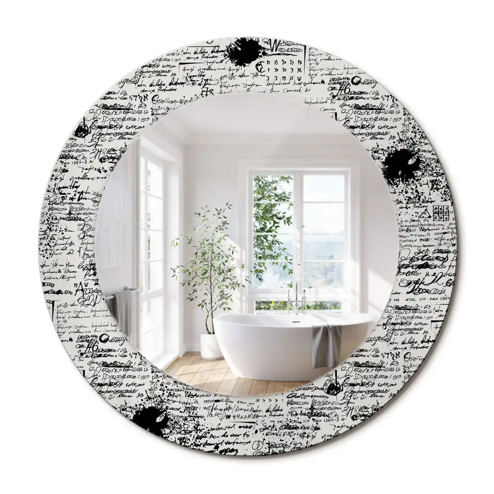 Oglindă rotundă decorativă cu design tip mâzgăleli