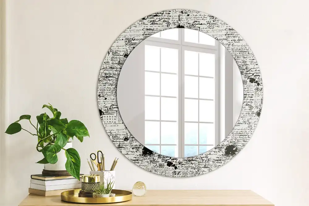 Oglindă rotundă decorativă cu design tip mâzgăleli