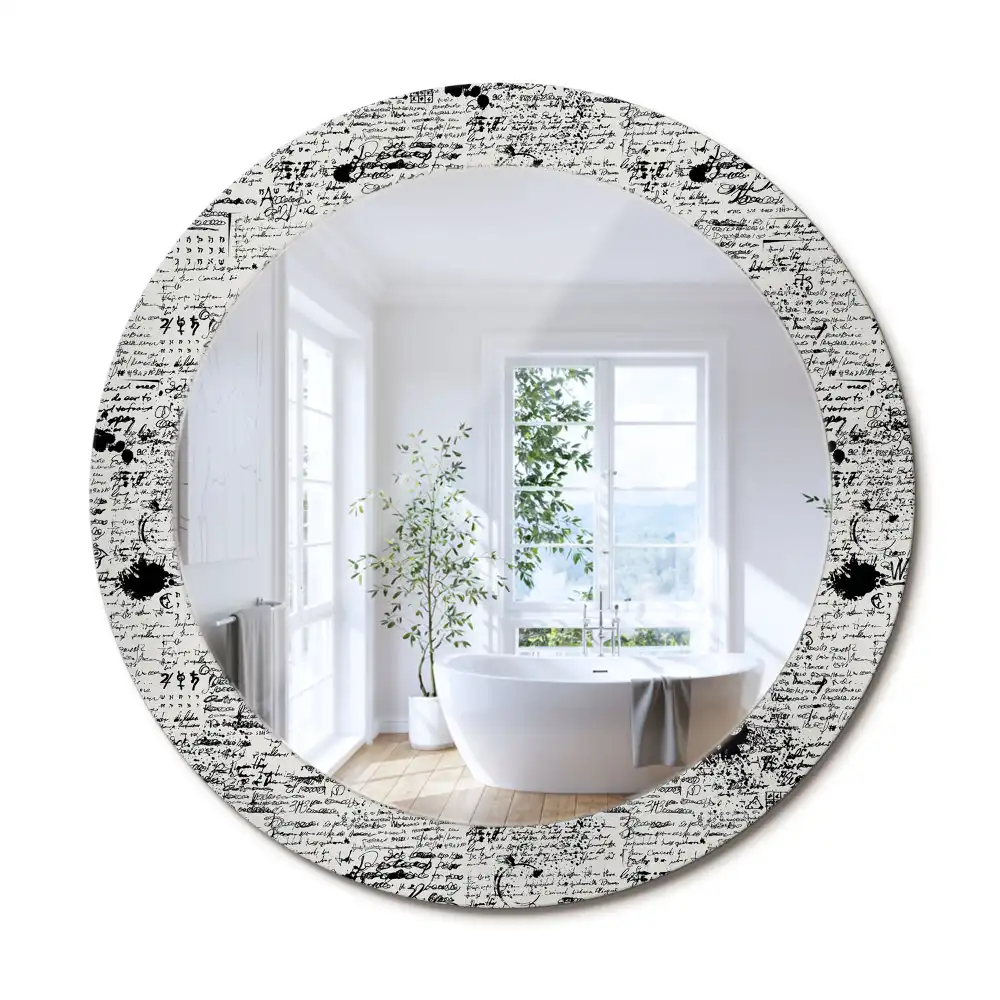 Oglindă rotundă decorativă cu design tip mâzgăleli