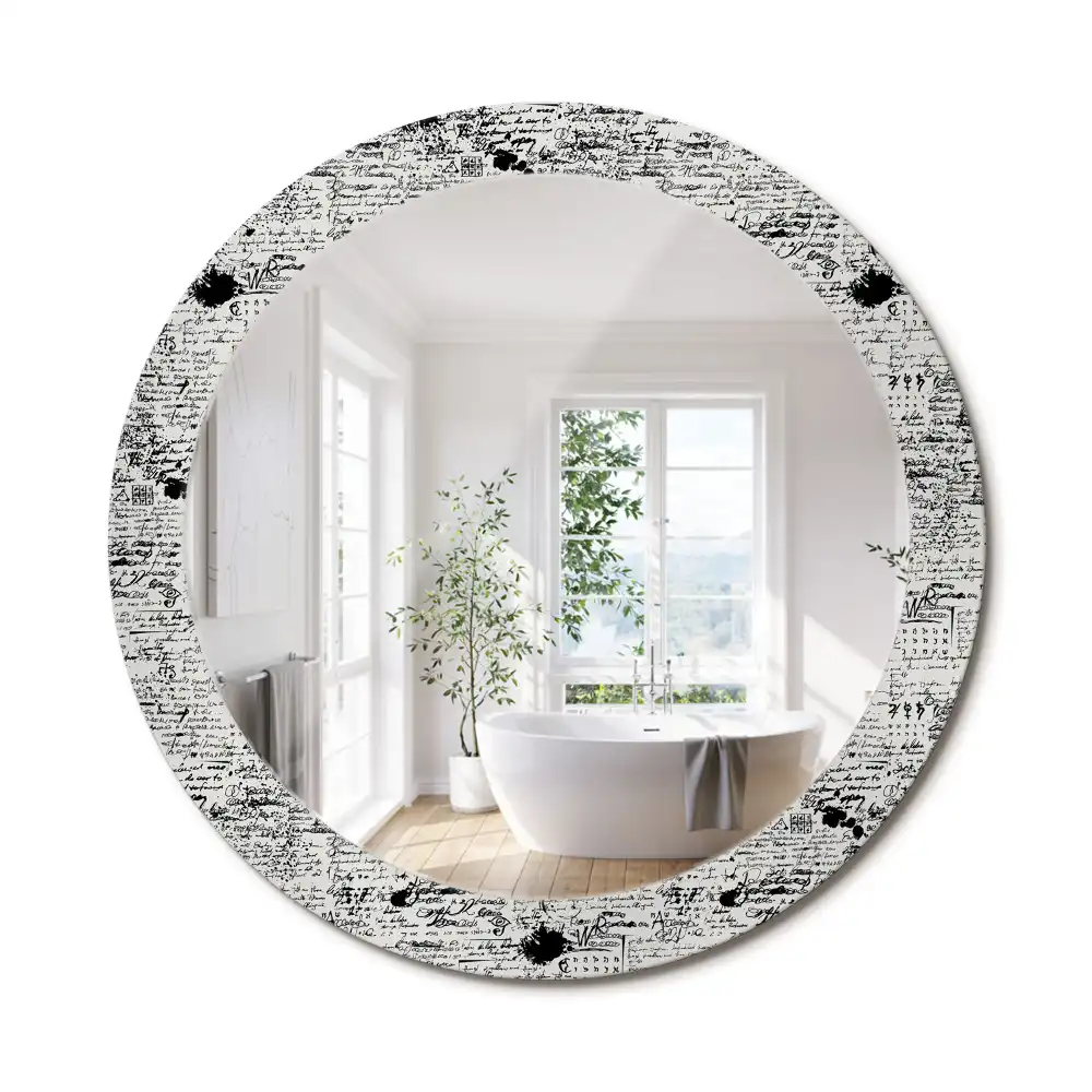 Oglindă rotundă decorativă cu design tip mâzgăleli