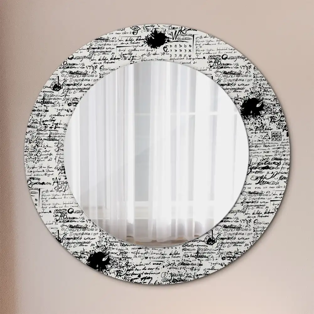 Oglindă rotundă decorativă cu design tip mâzgăleli