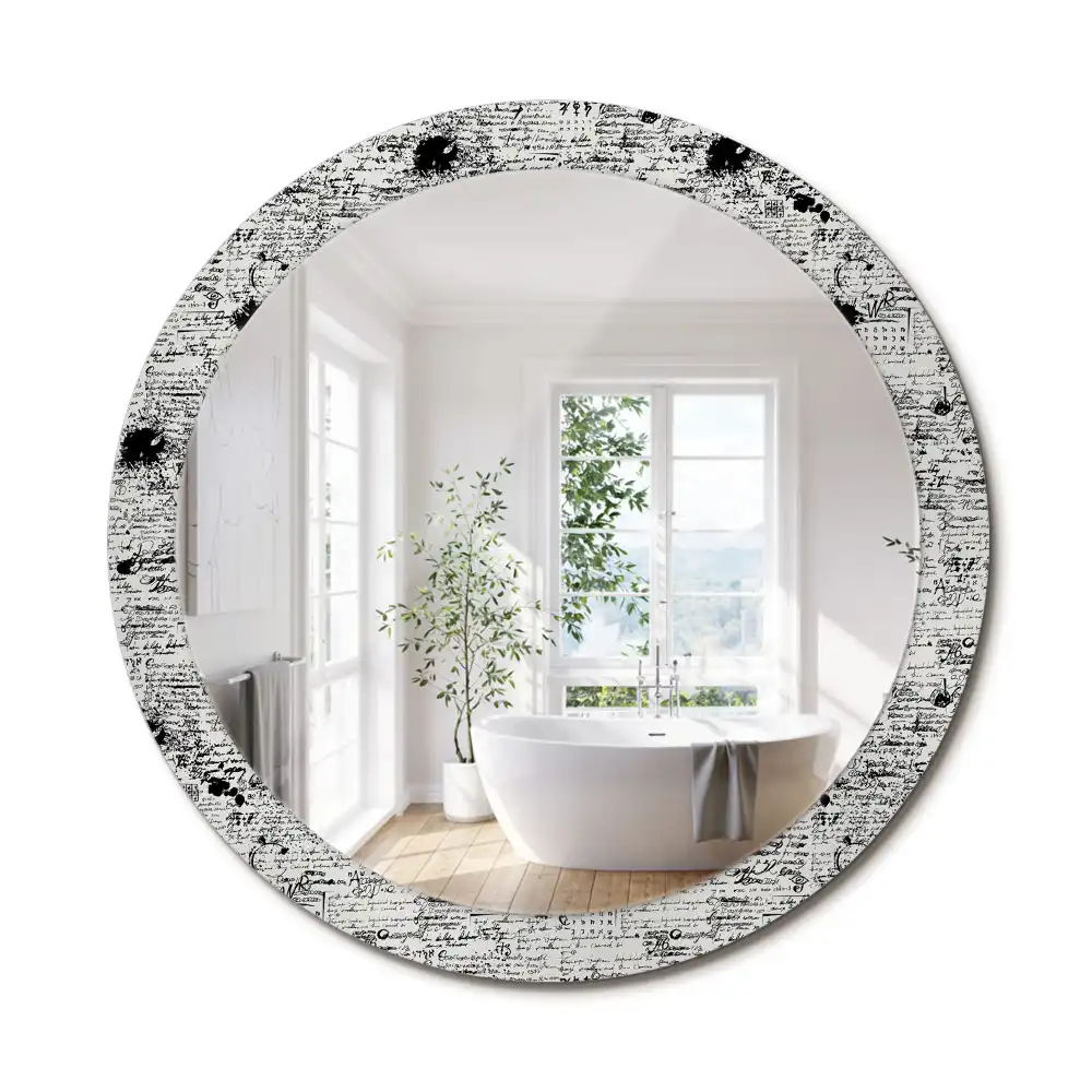 Oglindă rotundă decorativă cu design tip mâzgăleli